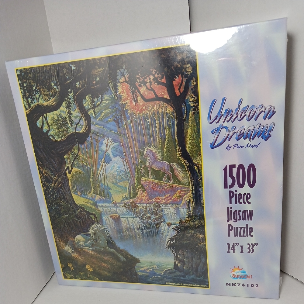 SunsOut 1500 Piece Jigsaw Puzzle Unicorn Dreams By Pera Mesel Vintage NOS